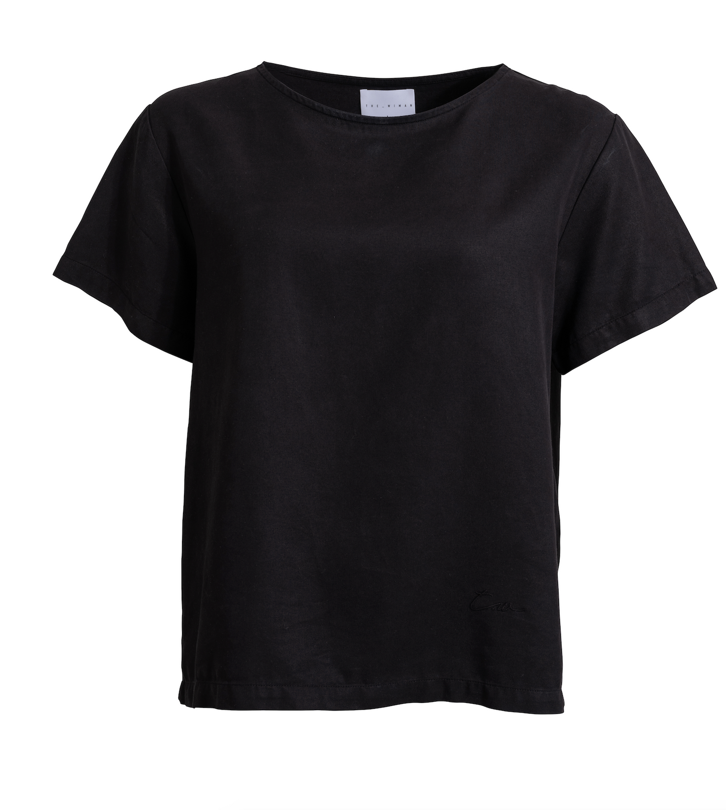 Sustainable shortsleeved Tencel top black.